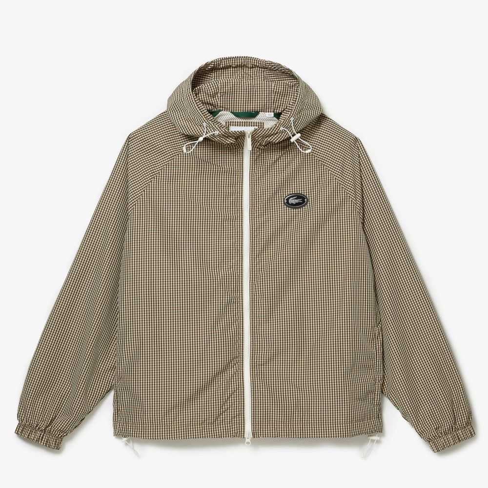 Lacoste Encapuchado Check Twill Beige Azul Marino Azules Blancas Kaki Verde | 7169-UAOST