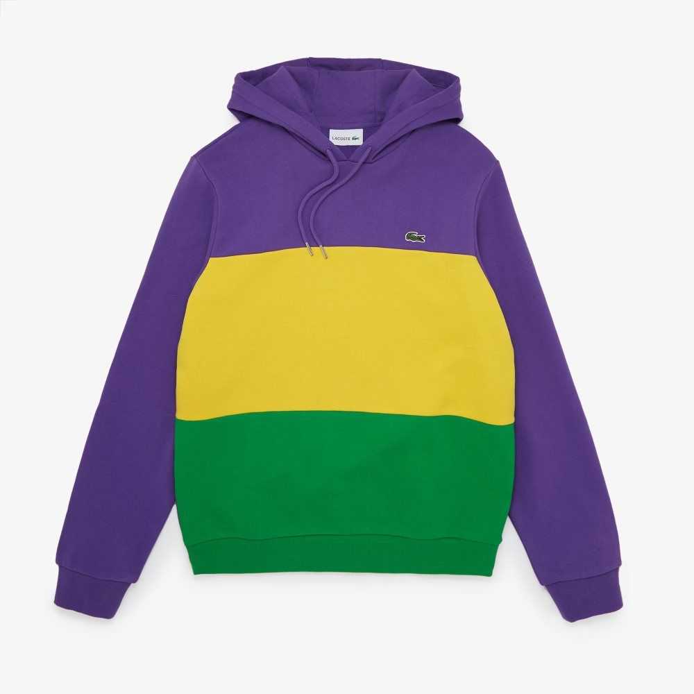 Lacoste Encapuchado Colorblock Fleece Sweatshirt Moradas Amarillo Verde | 6839-YDXEC