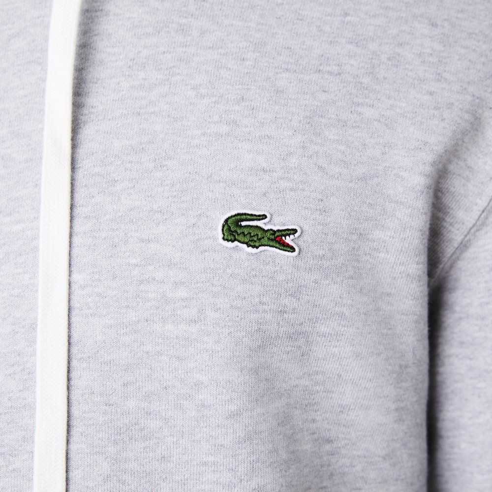 Lacoste Encapuchado Print Sleeve Fleece Gris | 5130-LCJWA