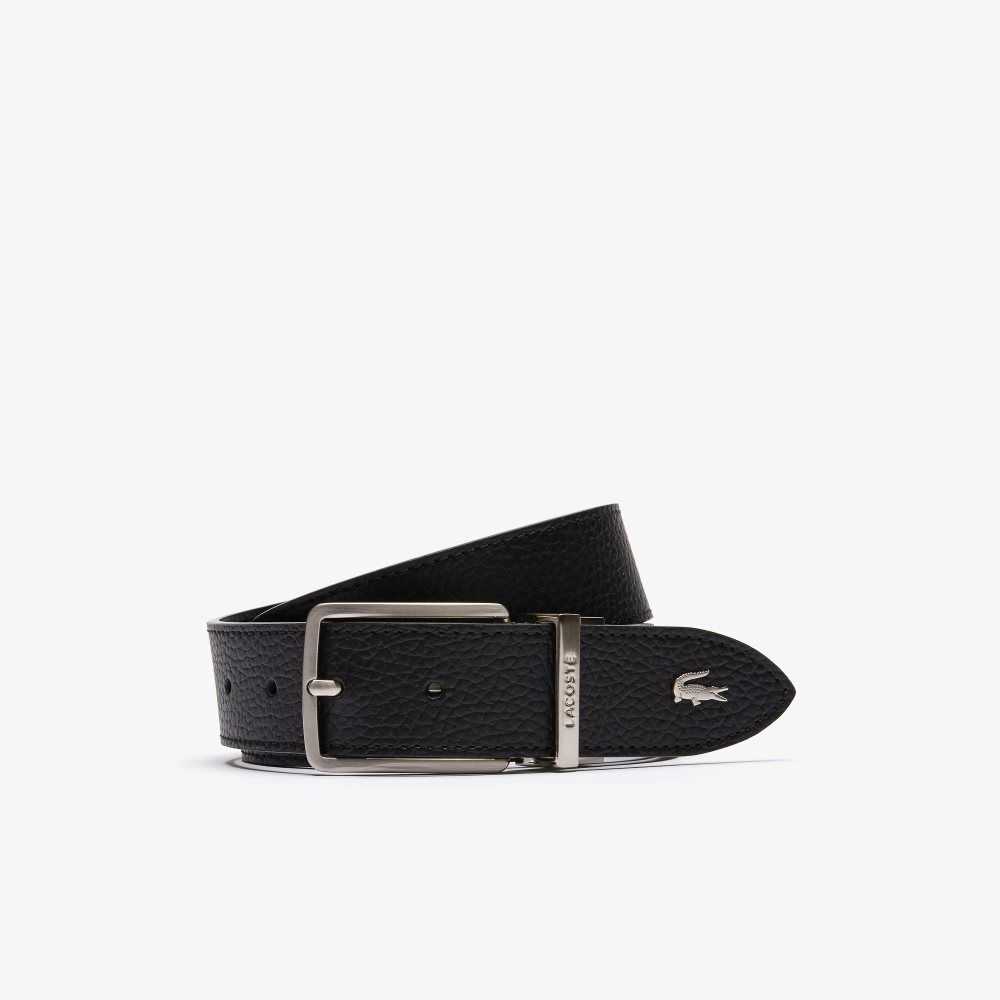 Lacoste Engraved Hebilla Grained Cuero Belt Negras | 2143-CRPOD