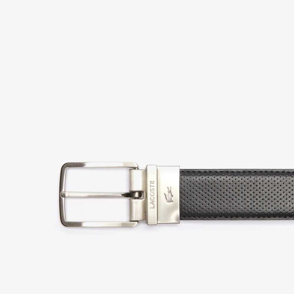 Lacoste Engraved Hebilla Reversible Pique Cuero Negras | 5037-PITCA