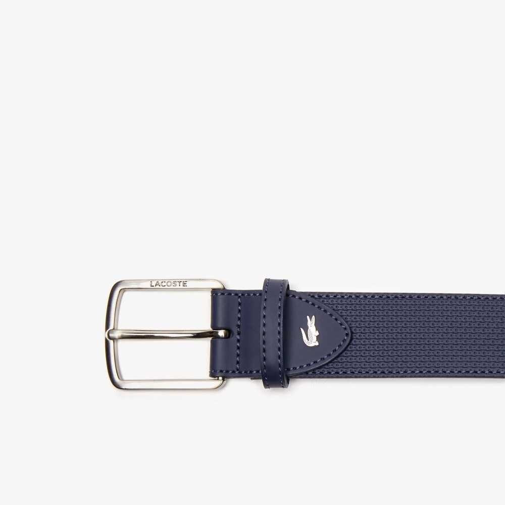 Lacoste Engraved Hebilla Texturised Cuero Azul Marino | 4913-XWZVD