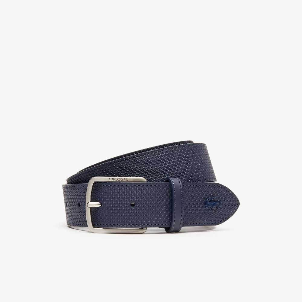 Lacoste Engraved Hebilla Texturised Cuero Azul Marino | 4913-XWZVD