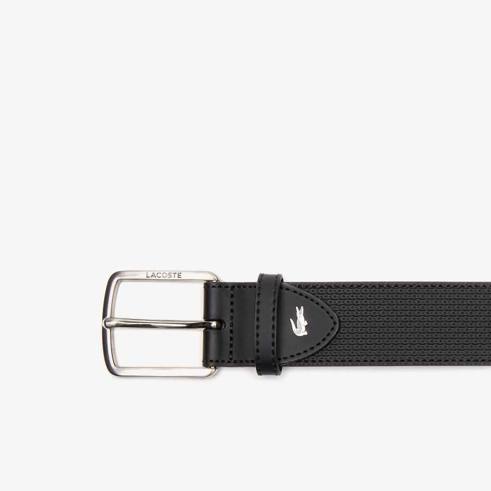 Lacoste Engraved Hebilla Texturised Cuero Belt Negras | 4967-XAQCR