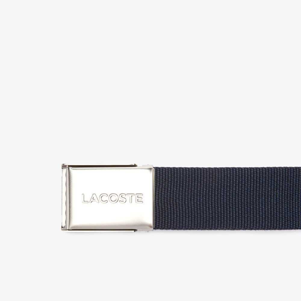 Lacoste Engraved Hebilla Woven Fabric Azul Marino Azules | 7609-RKAGI