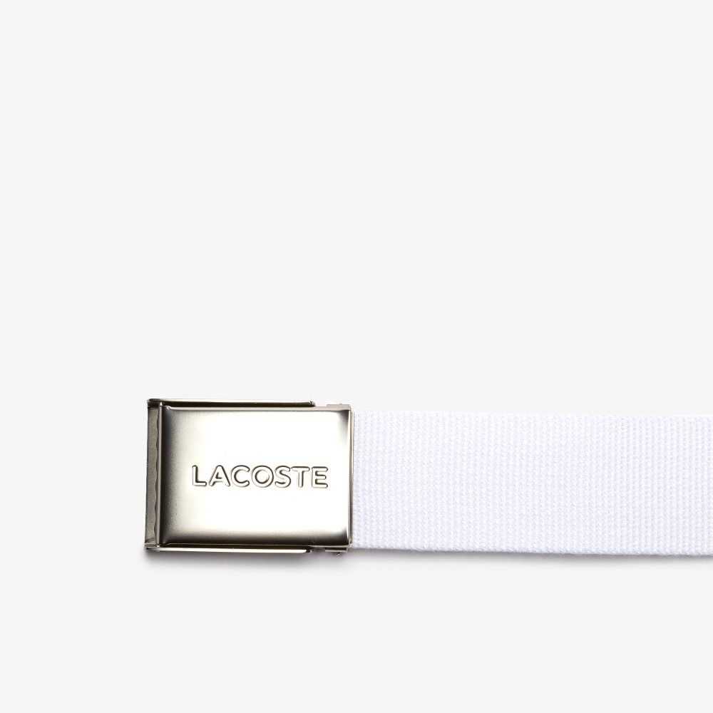 Lacoste Engraved Hebilla Woven Fabric Belt Blancas | 1874-JMKID