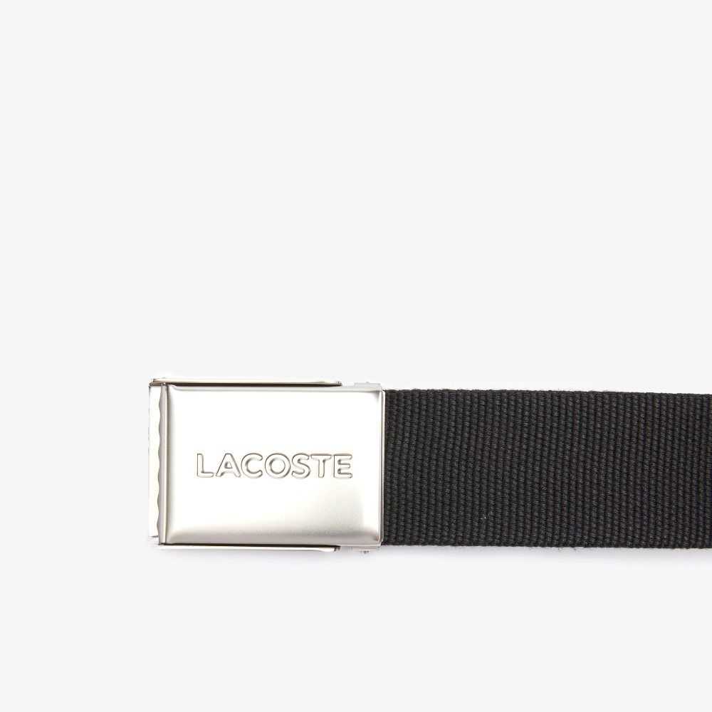 Lacoste Engraved Hebilla Woven Fabric Belt Negras | 3152-KCAPG