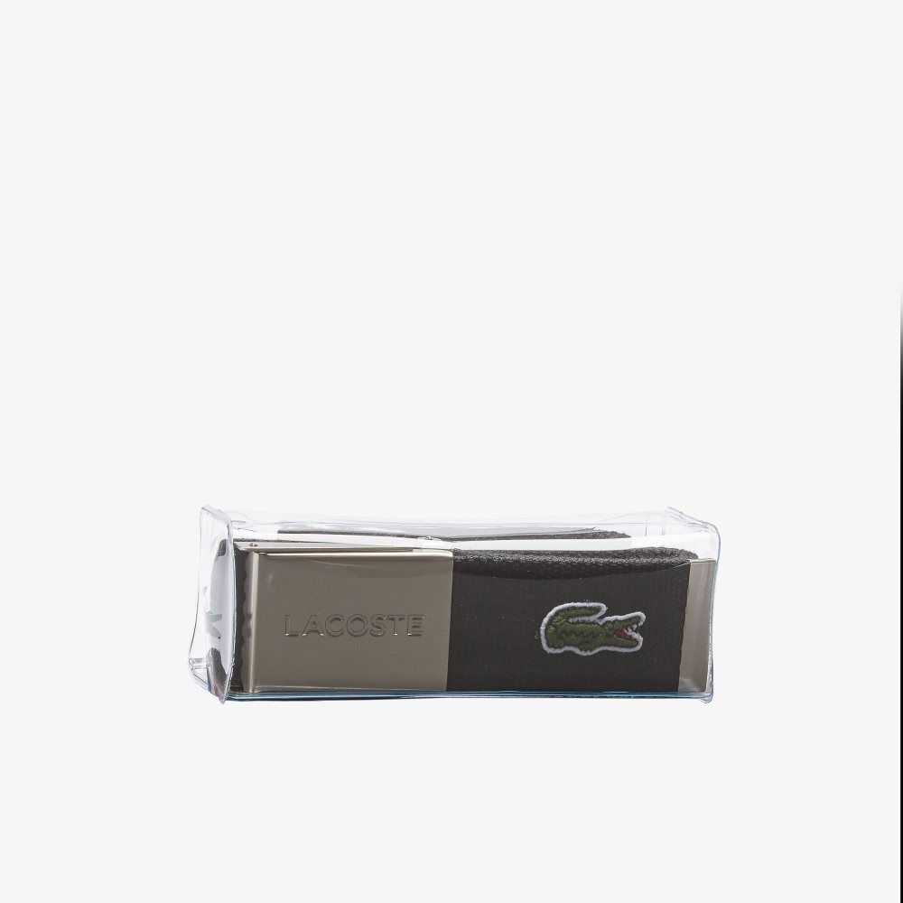 Lacoste Engraved Hebilla Woven Fabric Belt Negras | 3152-KCAPG