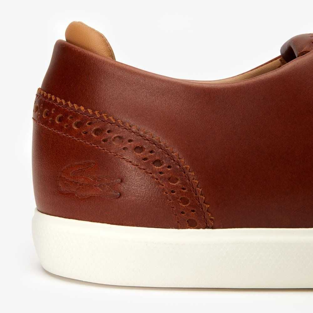 Lacoste Esparre Club Cuero Trainers Marrones Blancas | 5293-XKVRS