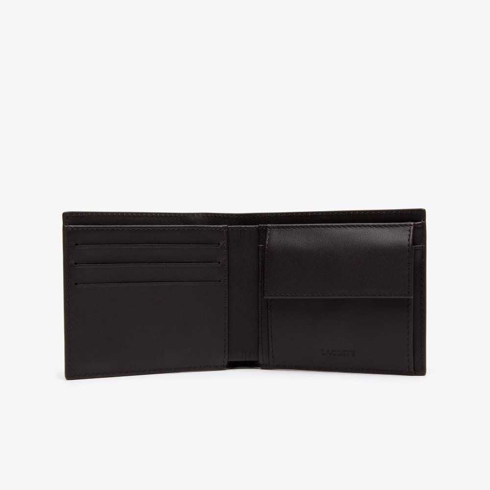 Lacoste Fitzgerald Cuero Wallet Marrones Oscuro | 1042-DIMFO