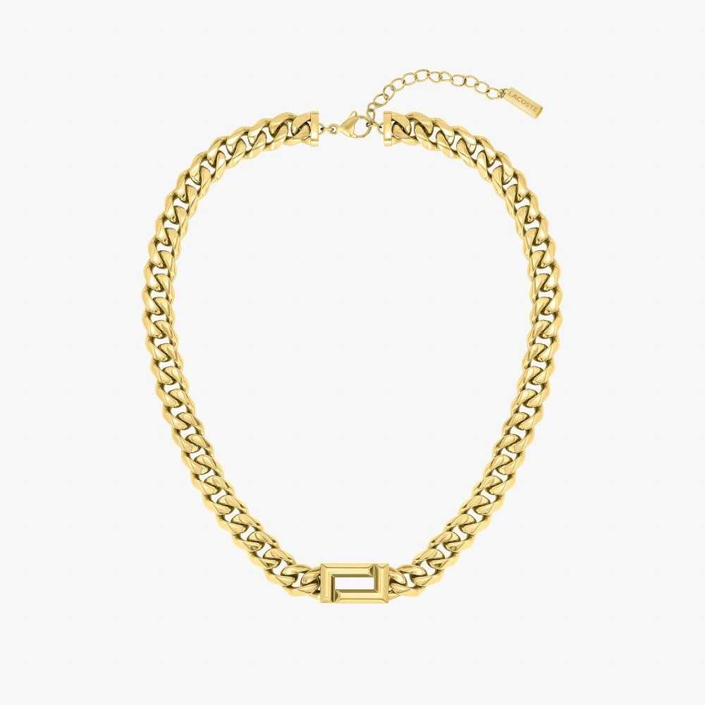 Lacoste Fundament Necklace Doradas | 8304-XPNAK