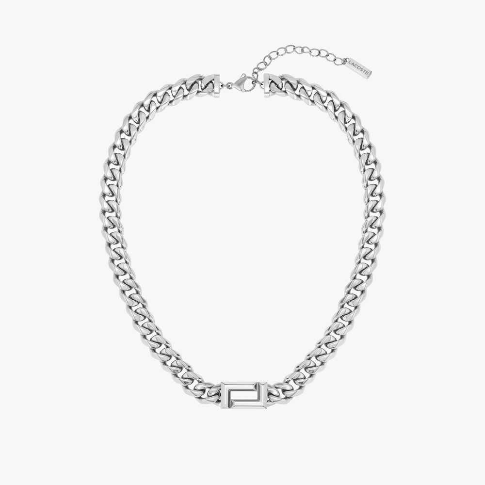 Lacoste Fundament Necklace Plateadas | 3976-XBQTK