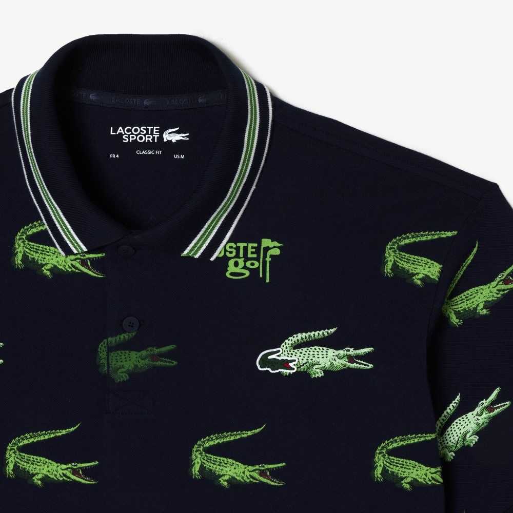 Lacoste Golf Crocodile Print Azul Marino Azules Blancas Verde | 4812-ZITHX