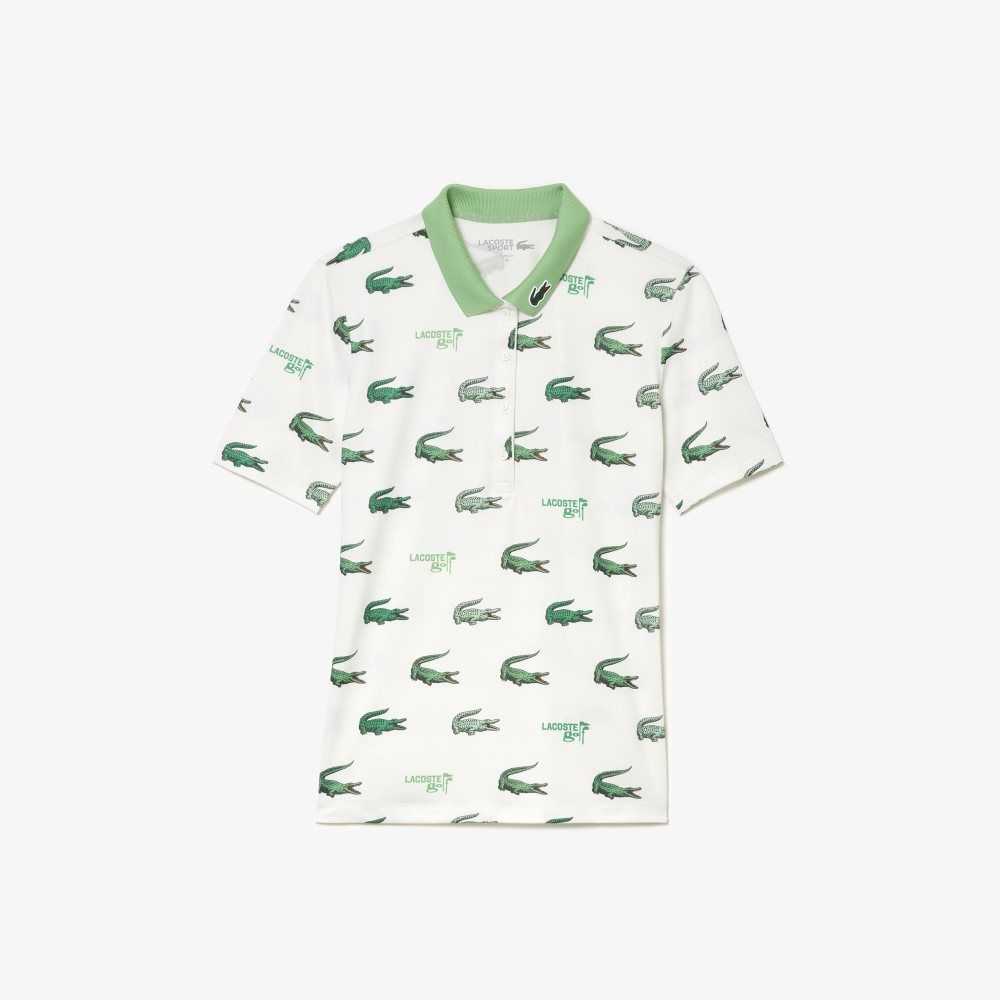 Lacoste Golf Crocodile Print Blancas Verde | 7463-JRPYX