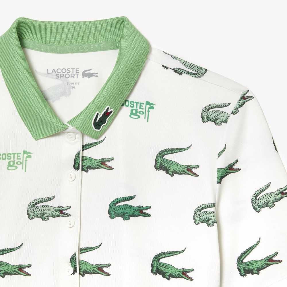 Lacoste Golf Crocodile Print Blancas Verde | 7463-JRPYX