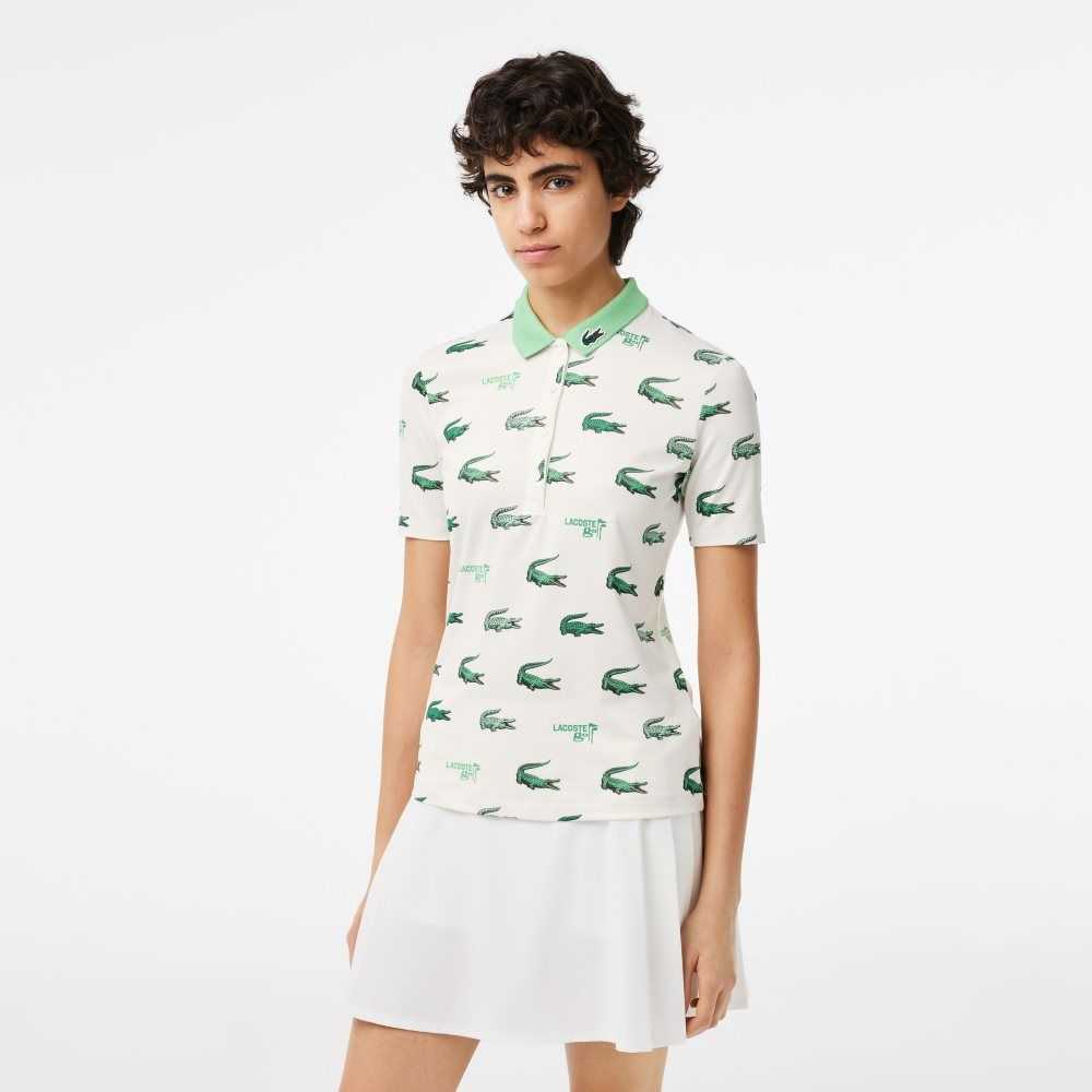 Lacoste Golf Crocodile Print Blancas Verde | 7463-JRPYX