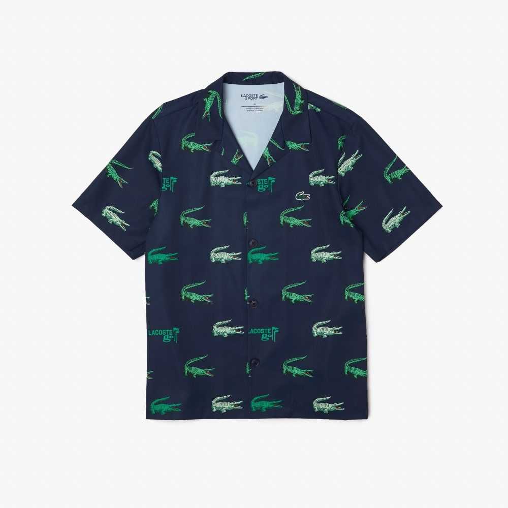 Lacoste Golf Printed Corta-Sleeve Azul Marino Azules | 2534-MJASC