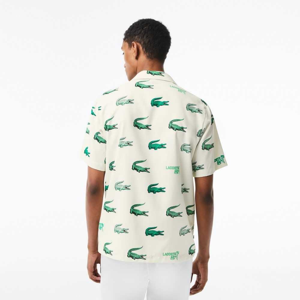 Lacoste Golf Printed Corta-Sleeve Blancas | 3725-JAMLT