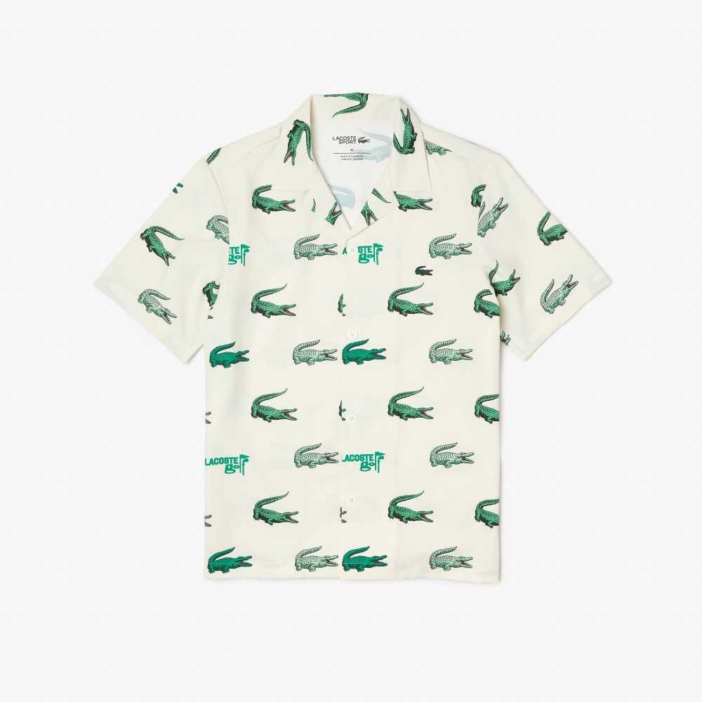 Lacoste Golf Printed Corta-Sleeve Blancas | 3725-JAMLT