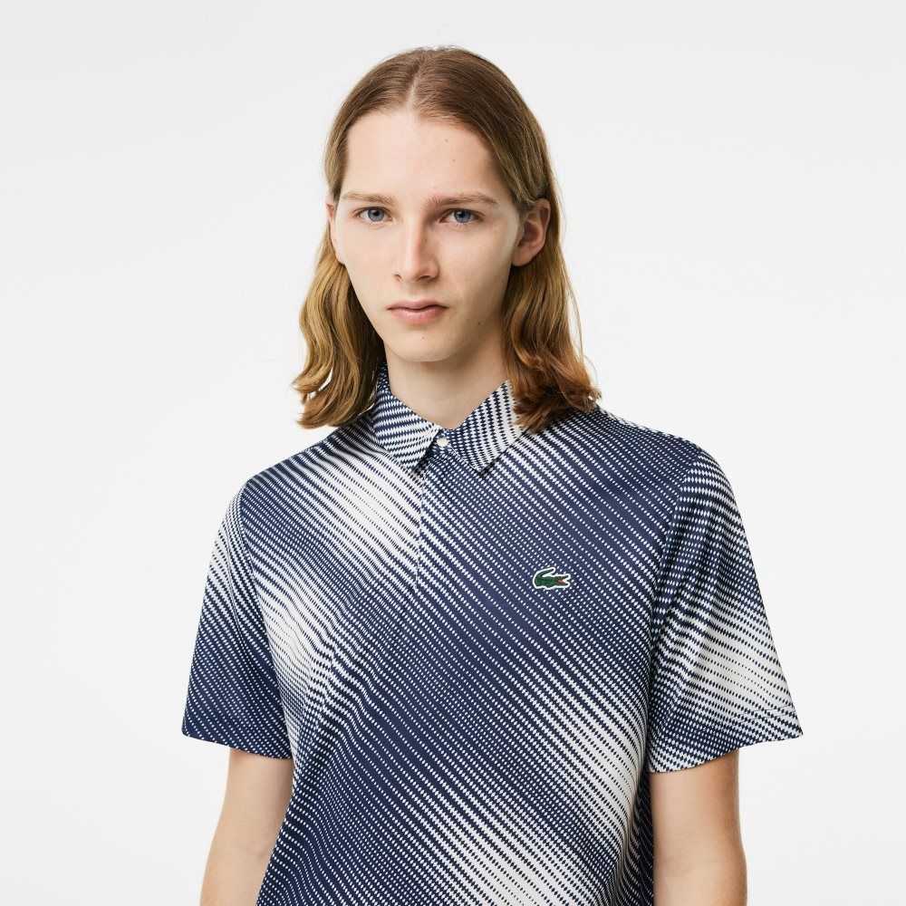 Lacoste Golf Printed Recycled Polyester Blancas Azul Marino Azules | 2407-SJRAY