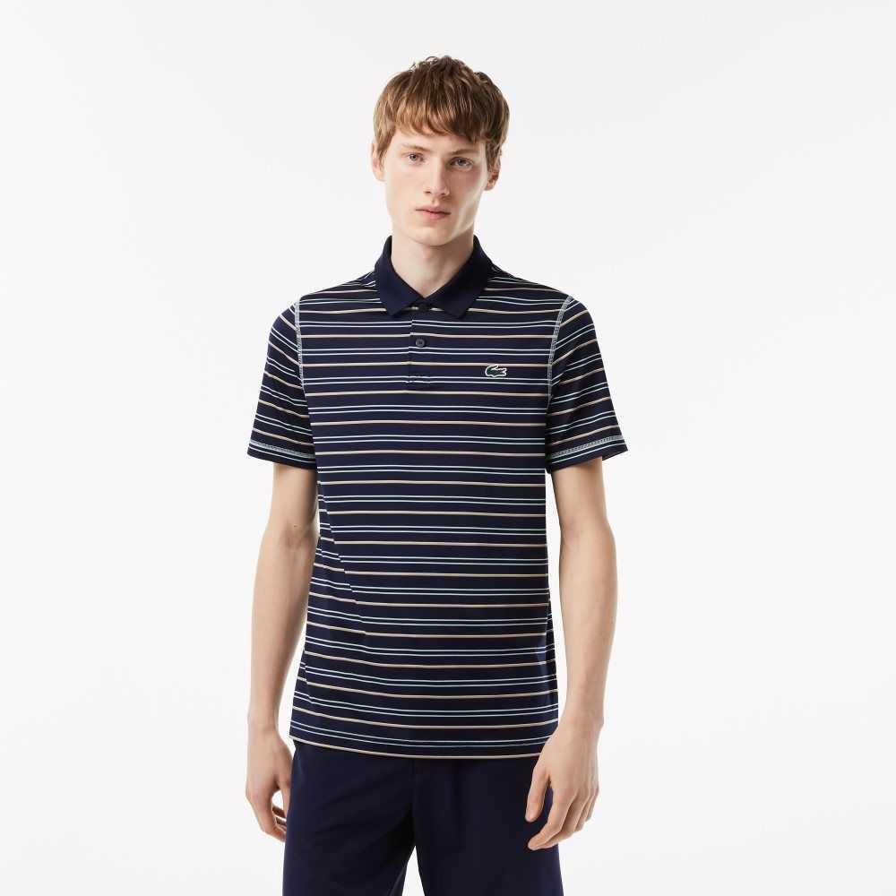 Lacoste Golf Recycled Polyester Stripe Azul Marino Azules Verde Claro Blancas Beige | 0572-KTYOA