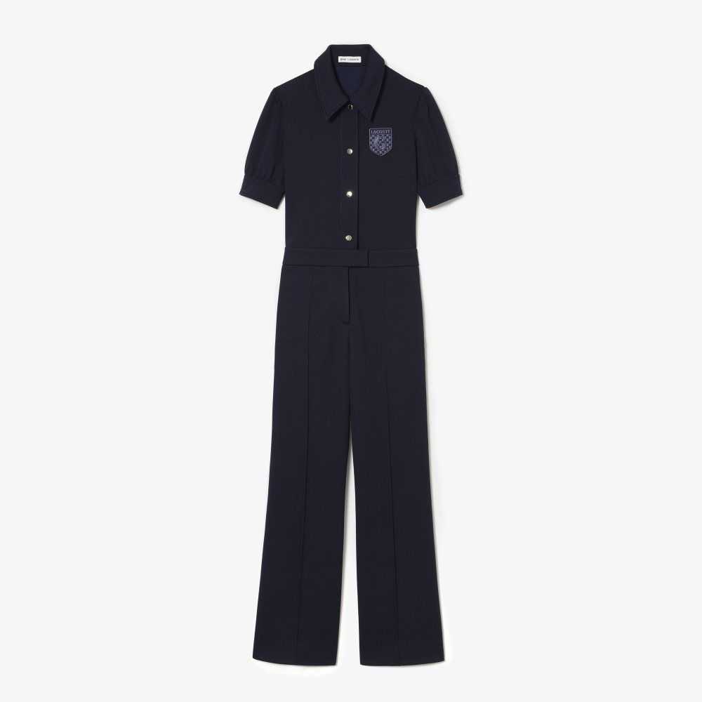 Lacoste Goop Two-Ply Pique Jumpsuit Azul Marino Azules | 0789-WDURA