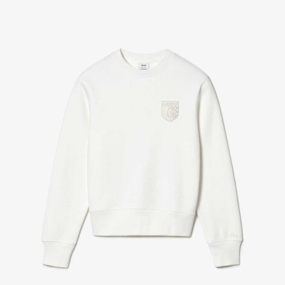 Lacoste Goop Unbrushed Algodon Fleece Blancas | 3145-EWBVX