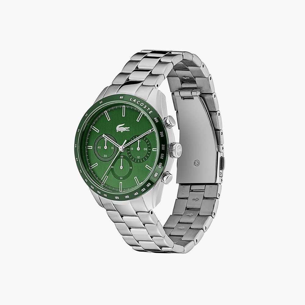 Lacoste Green Stainless Steel Correa Boston Chrono Plateadas | 5802-RXAZF