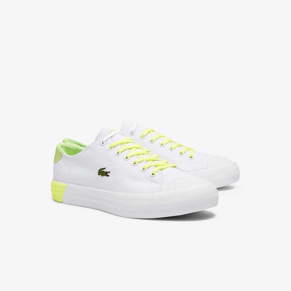 Lacoste Gripshot Lona and Cuero Blancas Amarillo | 9213-VXMTH