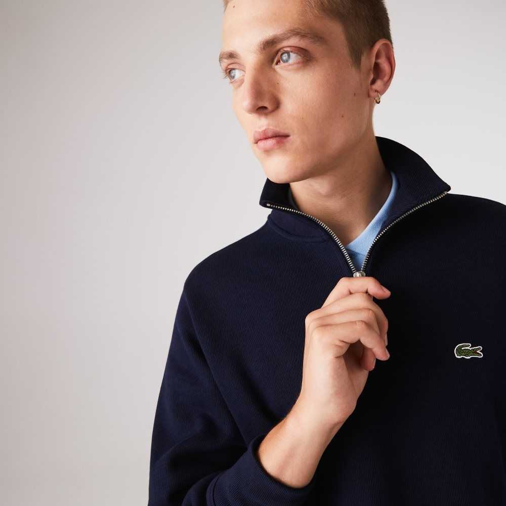 Lacoste Half Zip Algodon Azul Marino Azules | 7206-RKCPM