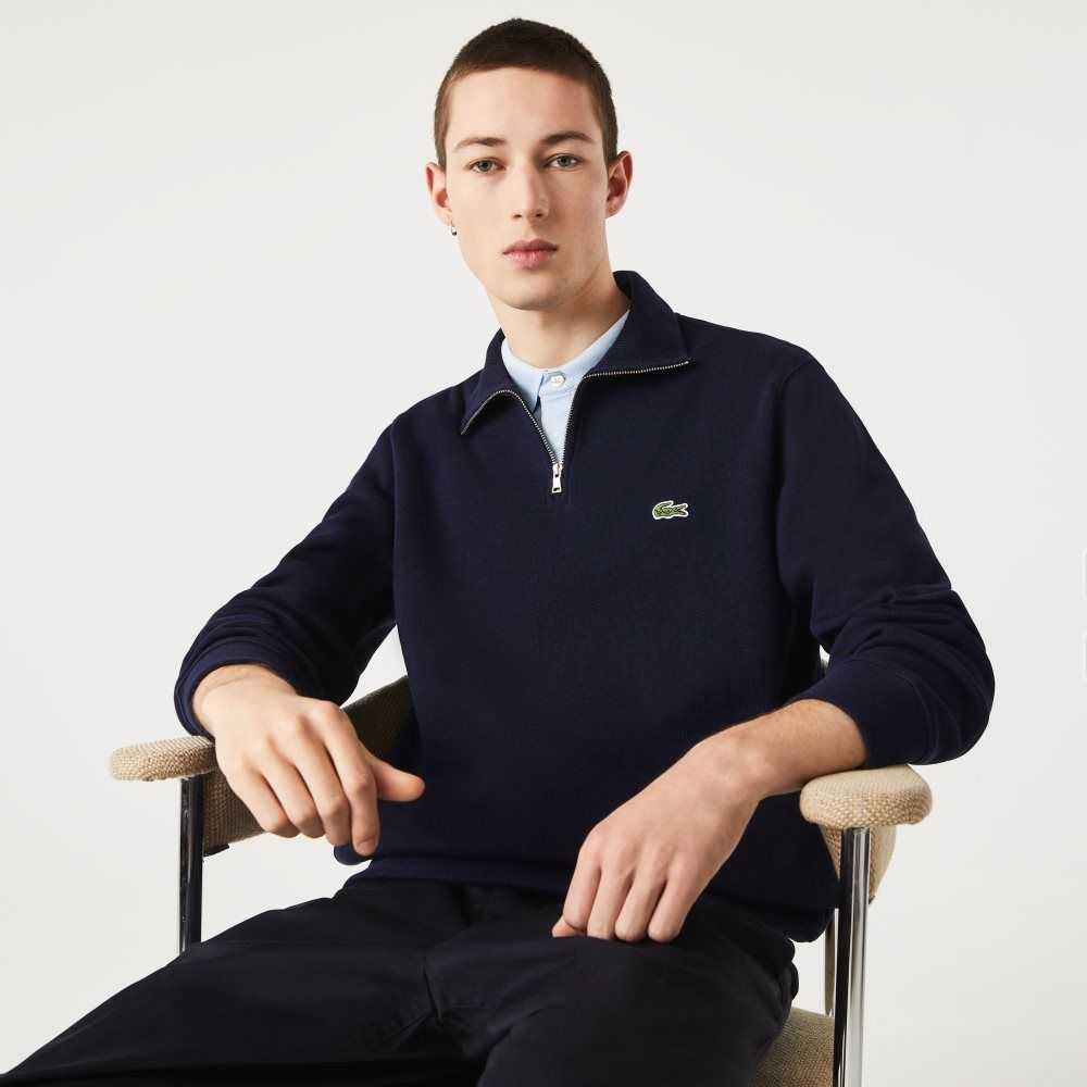 Lacoste Half Zip Algodon Azul Marino Azules | 7206-RKCPM