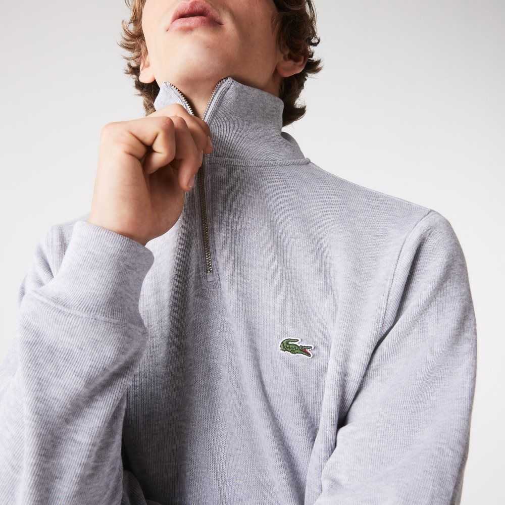 Lacoste Half Zip Algodon Gris | 8365-HAZFE