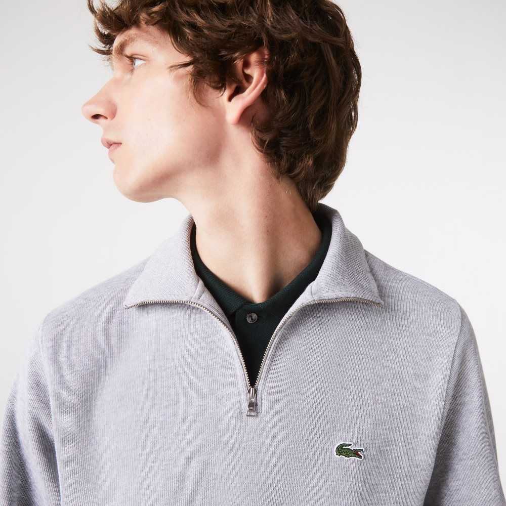 Lacoste Half Zip Algodon Gris | 8365-HAZFE