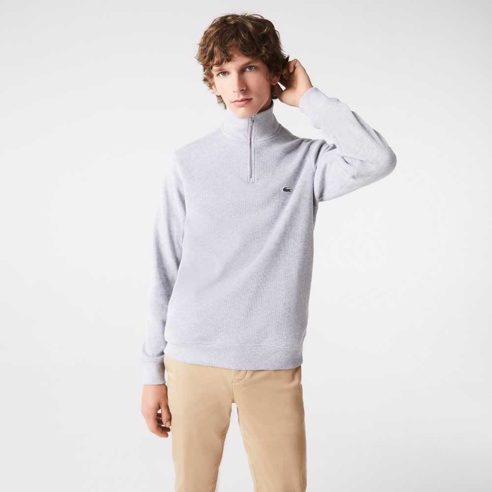 Lacoste Half Zip Algodon Gris | 8365-HAZFE