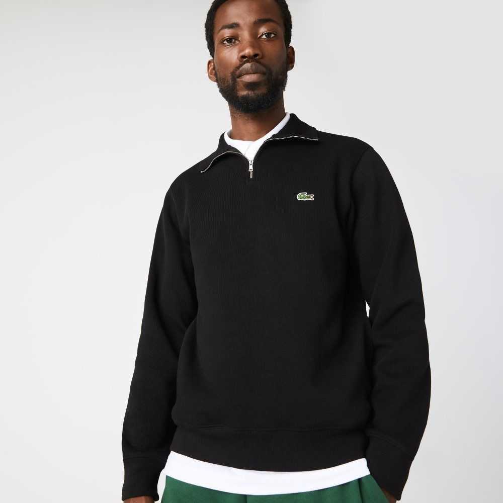 Lacoste Half Zip Algodon Negras | 6748-ACLED