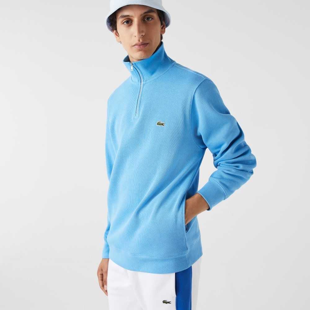 Lacoste Half Zip Algodon Sweatshirt Azules | 7352-EHVAW