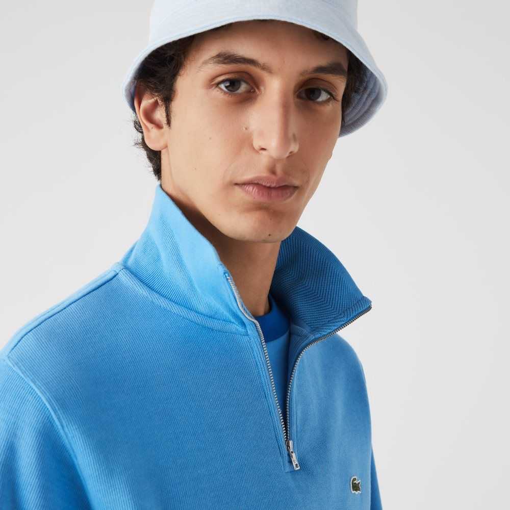 Lacoste Half Zip Algodon Sweatshirt Azules | 7352-EHVAW