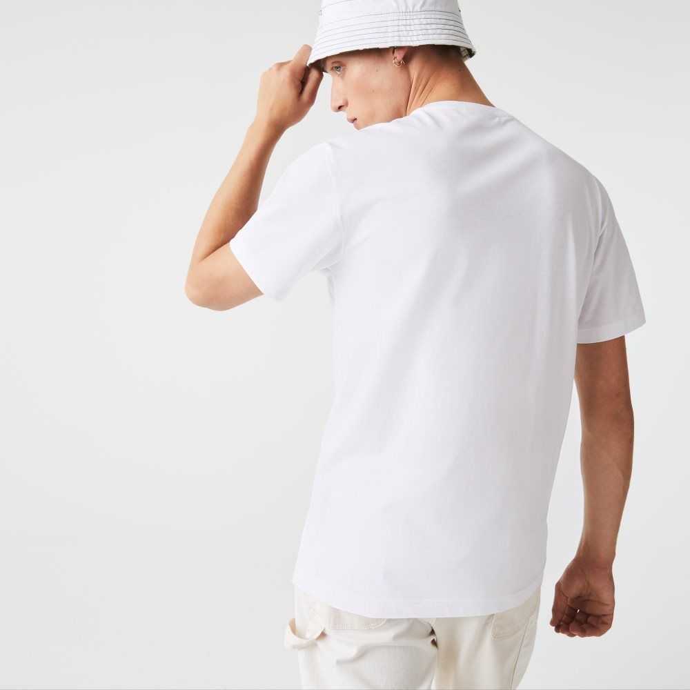 Lacoste Henley Neck Pima Algodon Jersey Blancas | 0713-DWYUX