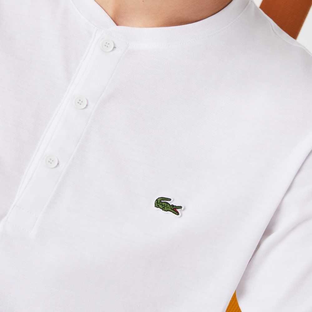 Lacoste Henley Neck Pima Algodon Jersey Blancas | 0713-DWYUX