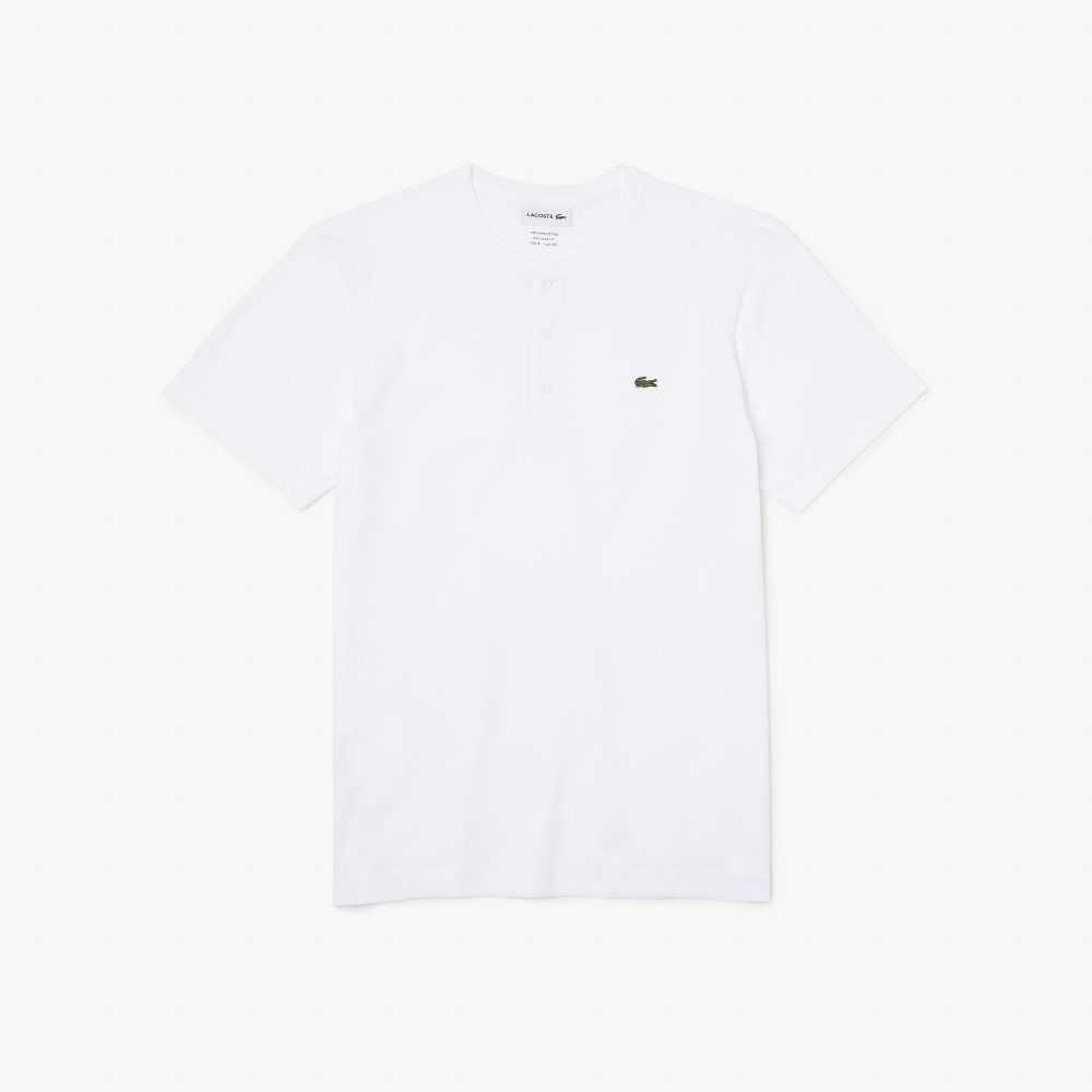 Lacoste Henley Neck Pima Algodon Jersey Blancas | 0713-DWYUX