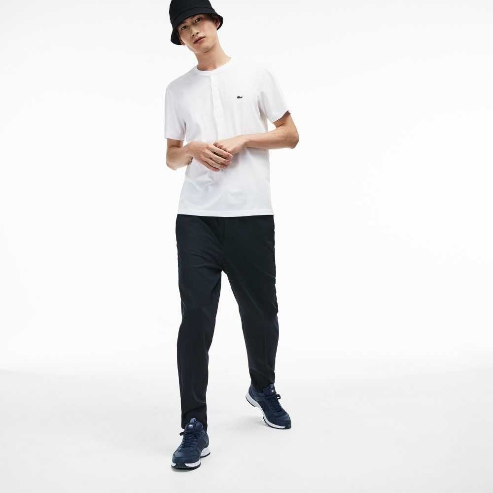 Lacoste Henley Neck Pima Algodon Jersey Blancas | 0713-DWYUX