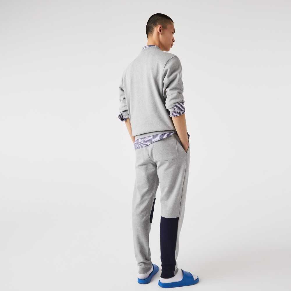 Lacoste Heritage Destructured Branding Algodon Fleece Jogging Gris | 2846-XQGRJ