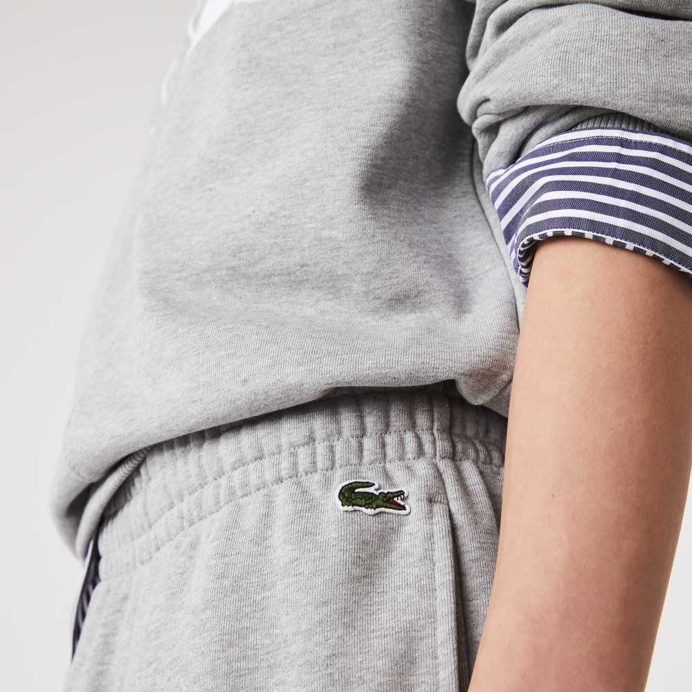 Lacoste Heritage Destructured Branding Algodon Fleece Jogging Gris | 2846-XQGRJ