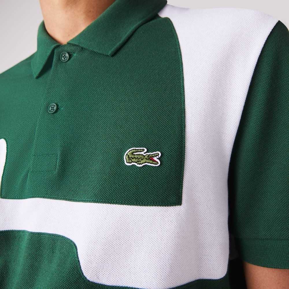 Lacoste Heritage Regular Fit Print Algodon Pique Verde Blancas | 0394-TCHGJ