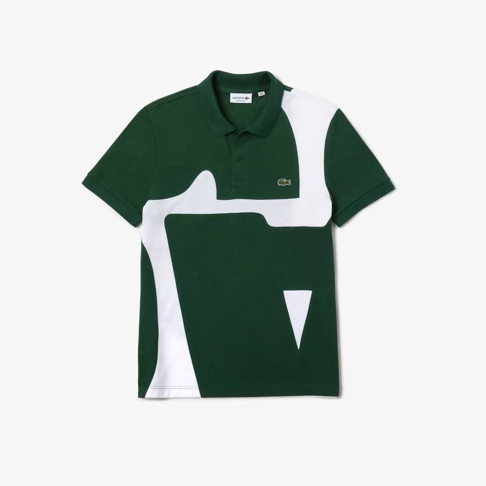 Lacoste Heritage Regular Fit Print Algodon Pique Verde Blancas | 0394-TCHGJ