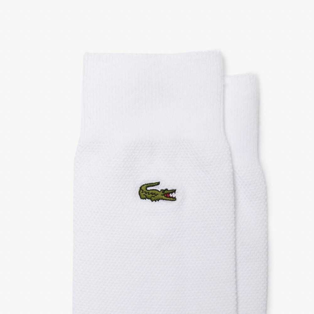 Lacoste High-Cut Algodon Pique 3-Pack Blancas | 3097-LWUQF