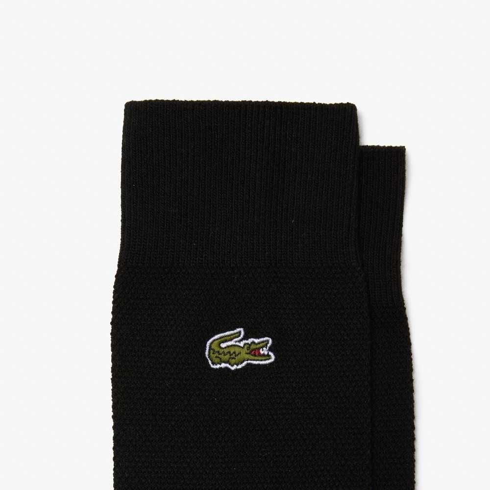 Lacoste High-Cut Algodon Pique 3-Pack Negras | 3468-ACHUK