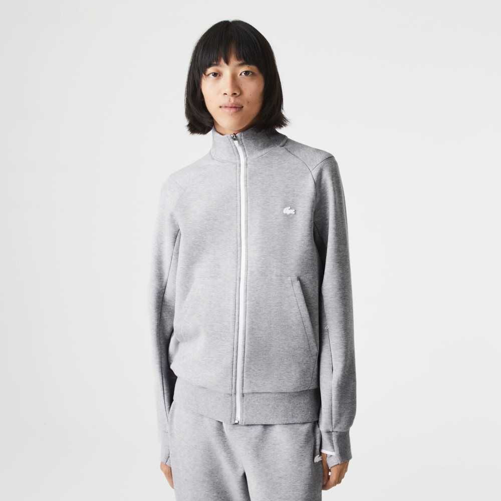 Lacoste High-Neck Algodon Blend Zip Gris | 7310-HBFCL