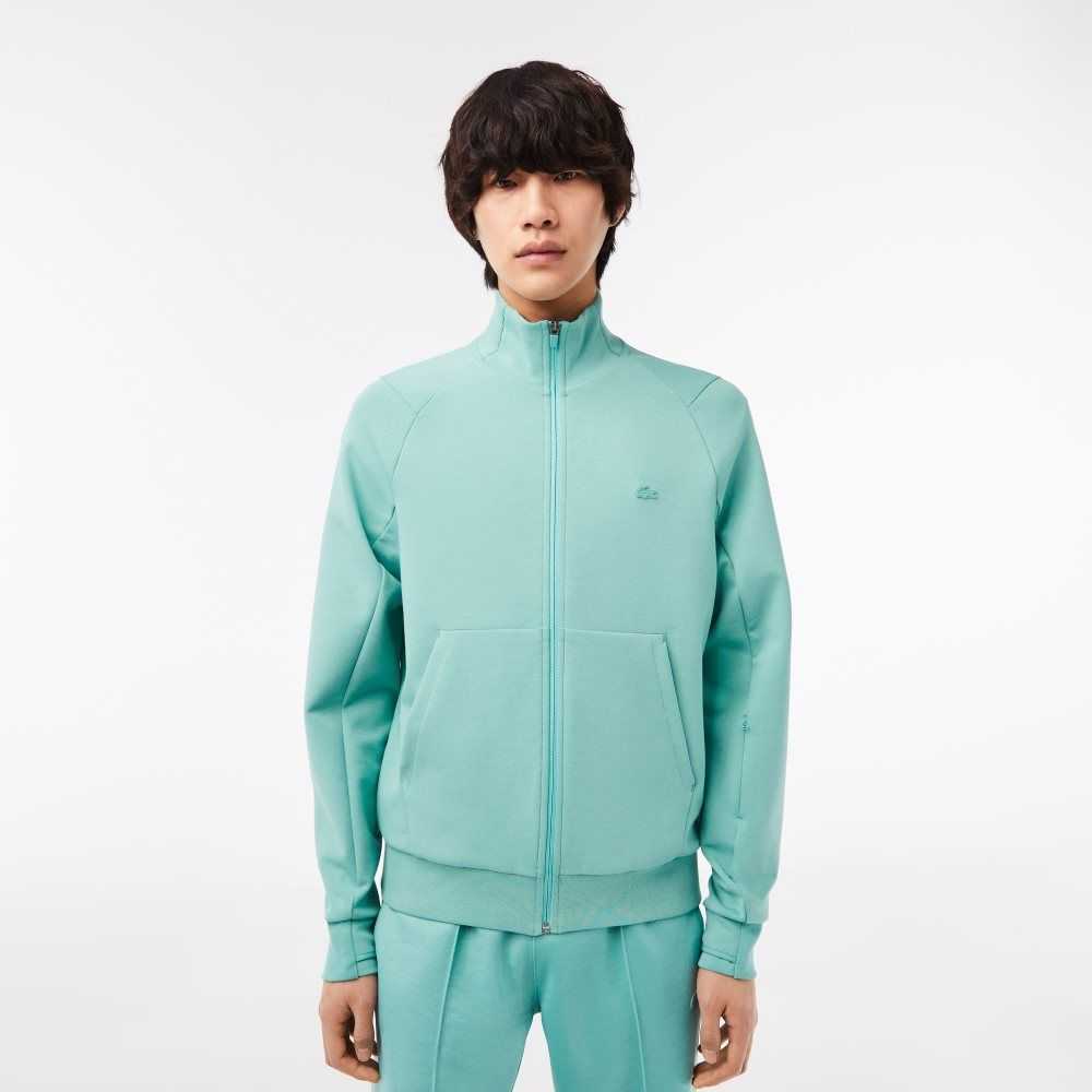 Lacoste High-Neck Algodon Blend Zip Verde Menta | 8049-ERTLV