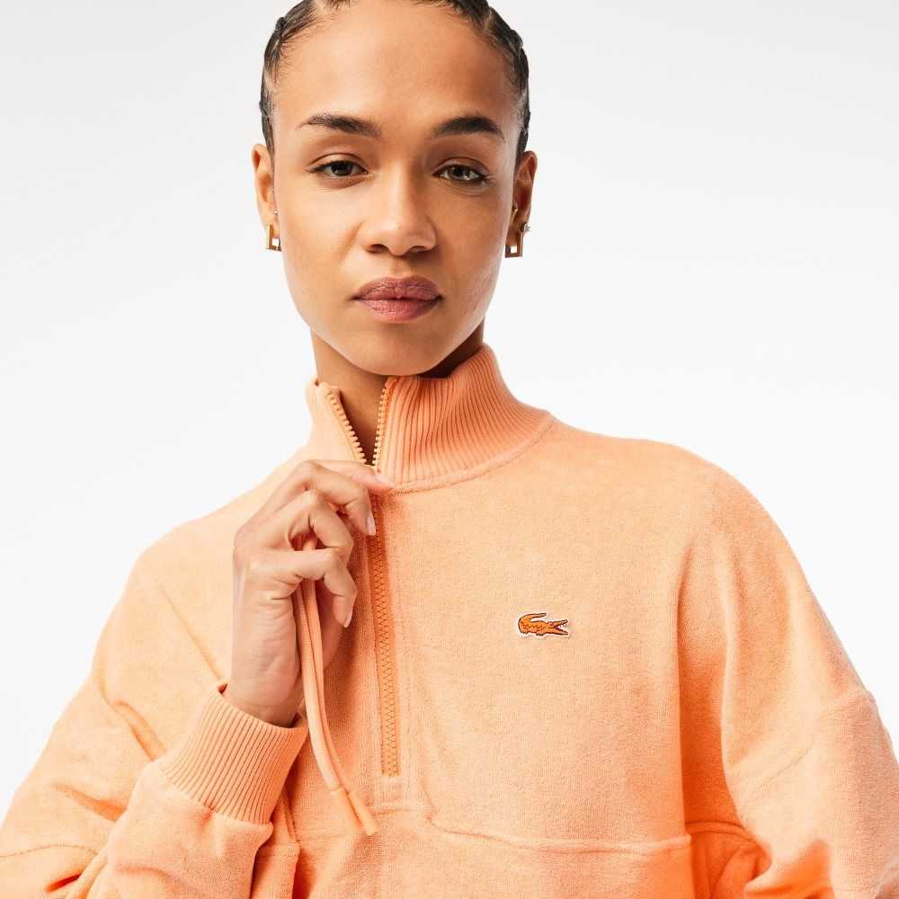 Lacoste High-Neck Terry Cloth Half Zip Naranjas Claro | 7892-QBJWI